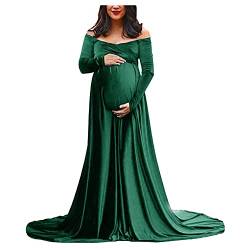 Frauen Mutterschaft Kleid für Foto-Shooting Solid Samt Foto-Shooting Schwangerkleid Wrap Maxi Kleid V-Ausschnitt Umstandskleid von Dawwoti