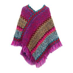 Gestrickte Tücher und Wraps für Damen Retro Ethnische Art Kabelstrickkleid Weihnachts-Ponchos von Dawwoti