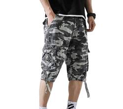 Männer Camouflage Cargo-Shorts, Multi-Taschen Waistband Workout Shorts Klassische Cargo-Shorts von Dawwoti