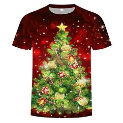 Männer Goldenen Glitter T-Shirts Weihnachten Shirt Kurzarm 3D Muster Lustige Hemd von Dawwoti