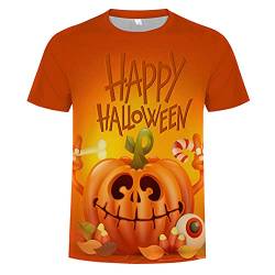 Männer Halloween T-Shirt Kreativität 3D Halloween Kürbis Geist Haus Gedruckt Lustige Shirts von Dawwoti