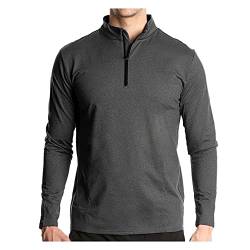 Männer Sportliche T-Shirt Long Sleeve Zipper-up Pullover Tops Quick-Dry Hemd für Gym von Dawwoti