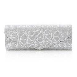 Day of Saturn Damen Groß Abendtasche Henkeltasche Clutch Mit Abnehmbare Kette,Silber von Day of Saturn