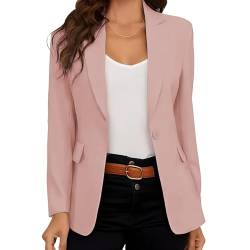 DayaEmmoTQ Damen Blazer Elegant Lässig Business Revers Schlank Langarm Büro Blazer Frühling & Herbst Offener Revers Frauen Jacke… (DE/NL/SE/PL, Alphanumerisch, L, Regular, Regular, Pink) von DayaEmmoTQ