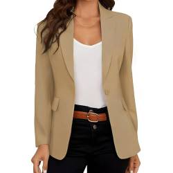 DayaEmmoTQ Damen Blazer Elegant Lässig Business Revers Schlank Langarm Büro Blazer Frühling & Herbst Offener Revers Frauen Jacke… (DE/NL/SE/PL, Alphanumerisch, S, Regular, Regular, Camel) von DayaEmmoTQ