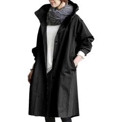 DayaEmmoTQ Damen Windbreaker Mantel - Zweireiher Kordelzug Kapuze Langarm Jacke Winddicht Leichtes Revers Lässige Mantel von DayaEmmoTQ