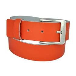 Dayneq 4,5cm Breit Echt Leder Guertel Altsilber Schnalle - Orange-Bundweit 90 von Dayneq