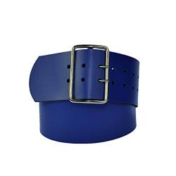 Dayneq 7cm Breit Echt Leder Guertel mit 4 Eckiger Roll Schnalle Royal-Blau 120cm Bundweit von Dayneq