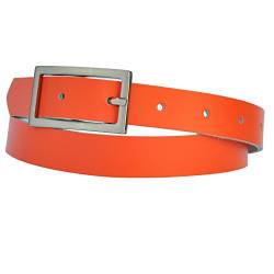 Dayneq Schmal 2cm Breit Echt Leder Guertel mit 4 Eckiger Schnalle Orange 95cm Bundweit von Dayneq