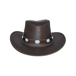 Western-Lederhutband Hutband aus Leder für Cowboyhüte & Westernhüte als dekorative Ergänzung Cowboyhut Zubehör und Accessoires - HUT-01-Dunkel-Braun (Dunkel Braun) von Dayneq