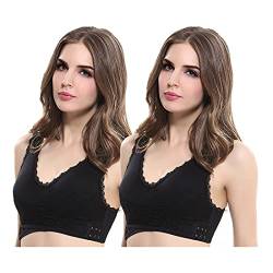 Daysskk 2 Pack Damen Sport BH Front Closure Büstenhalter Sport Ohne Bügel Sport BH Große Größe für Fitness Training Joggen Yoga 4XL von Daysskk