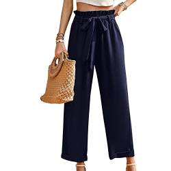 Daysskk Anzughose Damen Blau Palazzo Hose Damen Elegant Stoffhose Damen Weites Bein Business Hose Damen High Waist Sommer S von Daysskk