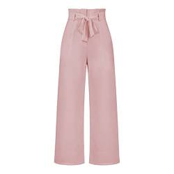 Daysskk Anzughose Damen Rosa Palazzo Hose Damen Sommer Elegant Stoffhose Damen Weites Bein Business Hose Damen Formal High Waist S von Daysskk