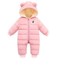 Daysskk Baby Overall Winter 0-3 monate Schneeanzug Baby Jungen Mädchen Strampler Winter Fleece Gefüttert Warm Baby Winterkleidung 66 Rosa von Daysskk