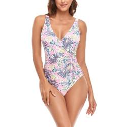 Daysskk Badeanzug Damen Bauchweg Badeanzug Damen Blumen Bademode Damen Push Up Badebekleidung Swimsuit Women Urlaub Outfit Damen M von Daysskk