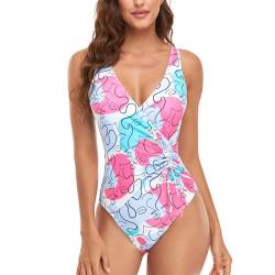 Daysskk Badeanzug Damen Bauchweg Badeanzug Damen Blumen Bademode Damen Push Up Badebekleidung Swimsuit Women Urlaub Outfit Damen M von Daysskk