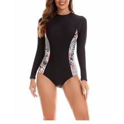 Daysskk Badeanzug Damen Einteiler Swimming Suits Women Long Sleeve Schwimmanzug Damen Schwarz Badeanzug Damen Bauchweg Langarm Badeanzug Damen Push Up Sexy M von Daysskk