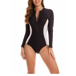 Daysskk Badeanzug Damen Einteiler Swimming Suits Women Long Sleeve Schwimmanzug Damen Schwarz Badeanzug Damen Bauchweg Langarm Badeanzug Damen Push Up Sexy M von Daysskk