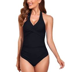 Daysskk Badeanzug Damen Schwarz Badeanzug Damen Bauchweg Badeanzug Damen Push Up Einteilige Bademode Swimsuit Urlaub Outfit Damen S von Daysskk