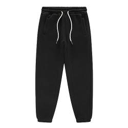 Daysskk Jogginghose Jungen Schwarz Trainingshose Gefütterte Jungen mit Taschen Sporthose Freizeithose Kinder Jungen Winterhose Jungen 150 von Daysskk