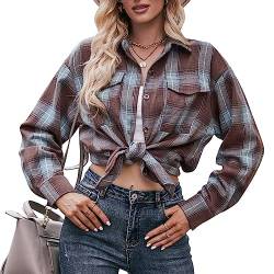 Daysskk Kariertes Hemd Damen Oktoberfest Kariertes Bluse Damen Oversize Grün Kariertes Hemd Damen Tracht Oktoberfest Damen Outfit Blusen M von Daysskk