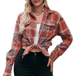 Daysskk Kariertes Hemd Damen Oktoberfest Kariertes Bluse Damen Oversize Karamel Kariertes Hemd Damen Tracht Oktoberfest Damen Outfit Blusen L von Daysskk