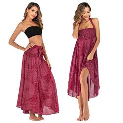 Daysskk Maxirock Damen Boho Strandrock Damen Lang Sommerrock Damen Bohemian Thai Muster Hippie Rock Damen Lang Wickelrock Strand Damen von Daysskk