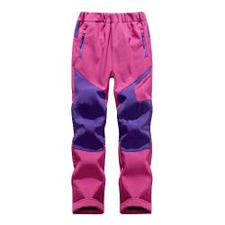 Daysskk Regenhosen Kinder Gefüttert Softshellhose Mädchen Winter Arbeitshose Kinder Wasserdicht Wanderhose Kinder Freizeithose Outdoorhose Winter Warm Rosa 146 von Daysskk