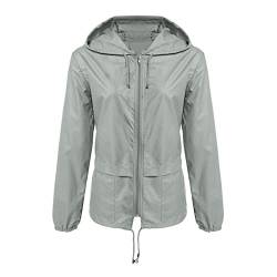 Daysskk Regenjacke Damen Wasserdicht Übergangsjacke Damen Regenjacke Damen Leicht Atmungsaktiv Regenmantel Damen mit Kapuze Wasserdicht Windjacke Outdoorjacke Fahrrad Grau L von Daysskk