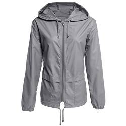 Daysskk Regenjacke Damen Wasserdicht Übergangsjacke Damen Regenjacke Damen Leicht Atmungsaktiv Regenmantel Damen mit Kapuze Wasserdicht Windjacke Outdoorjacke Fahrrad Grau XXL von Daysskk