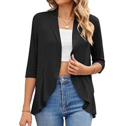 Daysskk Sommer Cardigan Damen Leicht Strickjacke Kurz Schwarz Sommerjacke 3/4 Ärmel Shirtjacke Damen Sommer L von Daysskk