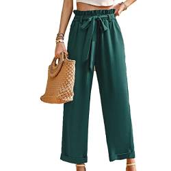 Daysskk Stoffhose Grün Damen Anzughose Damen High Waist Stoffhose Damen Weites Bein Business Hose Damen Palazzo Hose Damen Elegant L von Daysskk