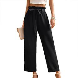 Daysskk Stoffhose Schwarz Damen Anzughose Damen High Waist Stoffhose Damen Weites Bein Business Hose Damen Palazzo Hose Damen Elegant L von Daysskk