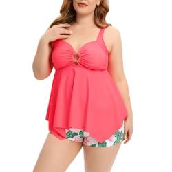 Daysskk Tankini Damen Große Größen Bademode Damen Große Größe Zweiteilig Badeanzug Damen mit Shorts Tankini Bauchweg Damen Große Größen XL von Daysskk