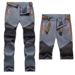 Daysskk Trekkinghose Jungen Zip Off Wanderhose Jungen Sommer Arbeitshose Kinder Wasserdicht Softshellhose Kinder Schnelltrocknend Zip Off Hose Jungen Grau 130 von Daysskk