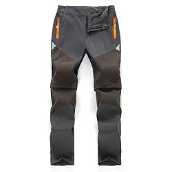 Daysskk Wanderhose Kinder Jungen Arbeitshose Kinder Zip Off Outdoorhose Jungen Sommer Softshellhose Wanderhose Kinder Jungen Wasserdicht Trekkinghose Jungen Zip Off Grau 130 von Daysskk