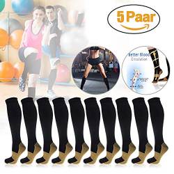 5 Paar Kompressionsstrümpfe/Kompressionssocken/Compression Socks/Strümpfe Kompression/Laufsocken/Thrombosestrümpfe/für Damen Herren, Sport (L/XL (EU 40-43)) von Dazone