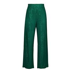 Dazzerake Damen Hose mit Pailletten und Elefantenmuster, glänzend, Vintage, grün, Small von Dazzerake