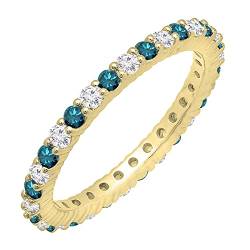 Damen-Ehering 18 Karat (Karat), 18 Karat Gold, runder blauer und weißer Diamant, stapelbar, 1 Karat, Blauer Diamant Weißer Diamant von DazzlingRock Collection