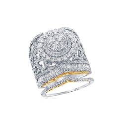 Dazzlingrock Collection 3,08 Karat (ctw) runder Diamant Braut Ehering-Set 3 Karat 14 Karat zweifarbiges Gold Größe 8, Diamant von DazzlingRock Collection