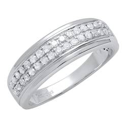 Dazzlingrock Collection Herren-Ehering Sterling-Silber 0,55 Karat (Ctw) runder weißer Diamant, Silber, Weißer Diamant von DazzlingRock Collection