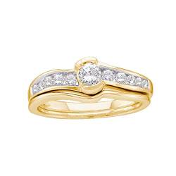 Dazzlingrock Collection Braut-Ehering-Set, 0,5 Karat (Ctw), runder Diamant, 14 Karat Gelbgold, Weißer Diamant, Gelbgold, Diamant von Dazzlingrock Collection