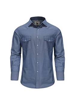 Dctop Hemd Herren Langarm Jeanshemd Denim Shirt Langarmhemd Freizeithemd Casual Business Trachten Hemd Regular Fit(Dark Blue 3# L) von Dctop