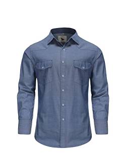 Dctop Hemd Herren Langarm Jeanshemd Denim Shirt Langarmhemd Freizeithemd Casual Business Trachten Hemd Regular Fit(Dark Blue 3# M) von Dctop