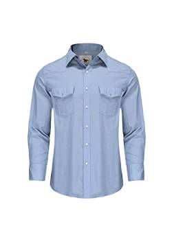 Dctop Hemd Herren Langarm Jeanshemd Denim Shirt Langarmhemd Freizeithemd Casual Business Trachten Hemd Regular Fit(Light Blue 1# 3XL) von Dctop