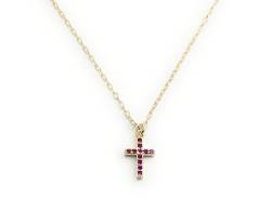 Halskette mit Kreuz aus 925er Sterlingsilber und Zirkonia, Silber von De Bussy