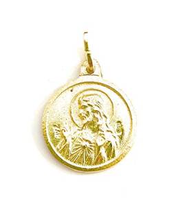 Medaille Anhänger Skapulier Jungfrau von Carmen Heiliges Herz Jesu aus Sterlingsilber mit 18 kt Gold überzogen, 56 (17.8), Silber, Silber von De Bussy