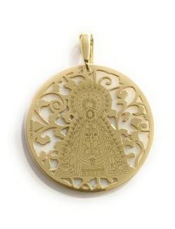 Medaille Jungfrau mit Lineal aus 925 mm Sterlingsilber und Perlmutt, Silber von De Bussy