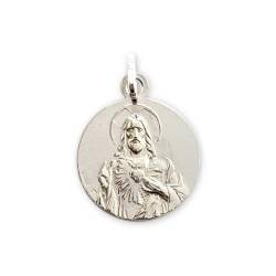 Medaillen-Anhänger, Jungfrau des Carmen und Heiligen Herz Jesus in Sterlingsilber, Silber von De Bussy