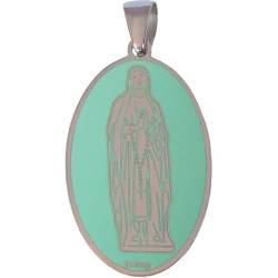 Medaillen-Anhänger der Jungfrau von Lourdes aus Sterlingsilber und Emaille®, Silber von De Bussy